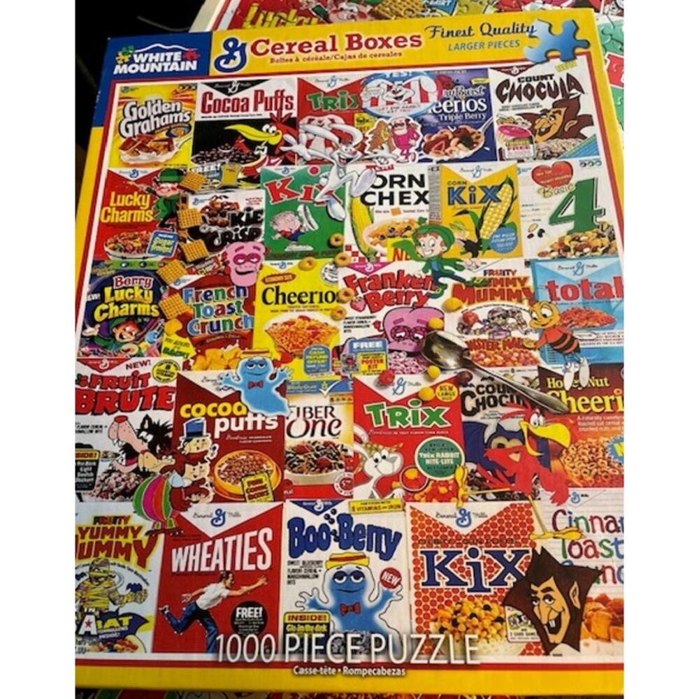 White Mountain 1000pc Puzzle "Cereal Boxes" #1261 Complete
